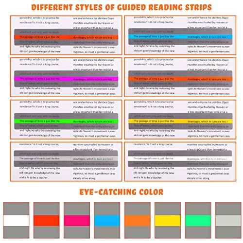 Yexiya 100 Pack Guided Reading Strips Line Reader Highlight Strips Overlay Highlight Bookmarks Help with Dyslexia for Student Classroom Teacher Supply Kids Children(Multicolor)