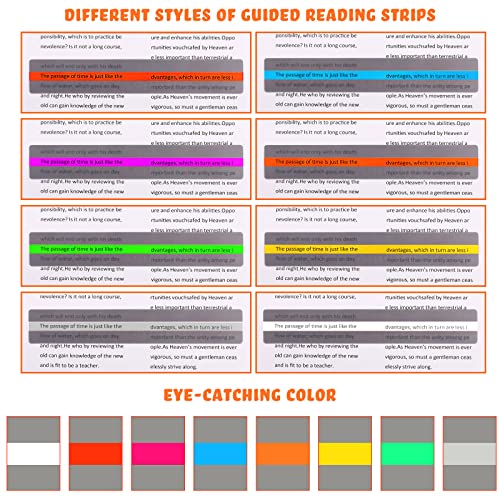 Yexiya 100 Pack Multicolor Guided Reading Strips for Kids, Line Reader Highlight