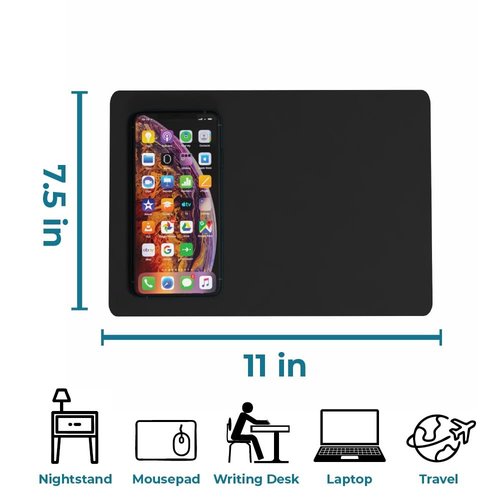 BLACK+DECKER Water-Resistant Nightstand Mat, 7.5" x 11" – Protects Nightstands from Liquids & Dirt, Travel-Ready, Stylish PU Leather Protector, Night Stand Covers, End Side Table Pad, Coffee Table Top
