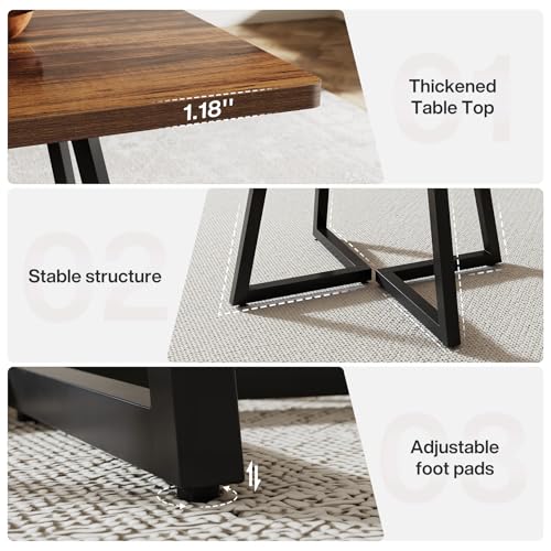 Tribesigns 31.5" Square Conference Table Brown & Black – Industrial Meeting Table for 4 with Metal Base, 1 Pack