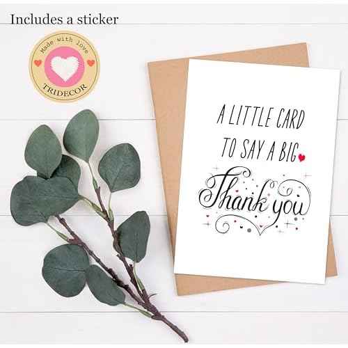 Thank you Card with Envelope, Simple Cute Single Thank You, Grateful Gift- Folded 5"x7" Card for Him, Her, Teacher, Boss, Doctor, Mom, Dad, Coworker, Bridesmaids, Groomsmen by PICCAFI