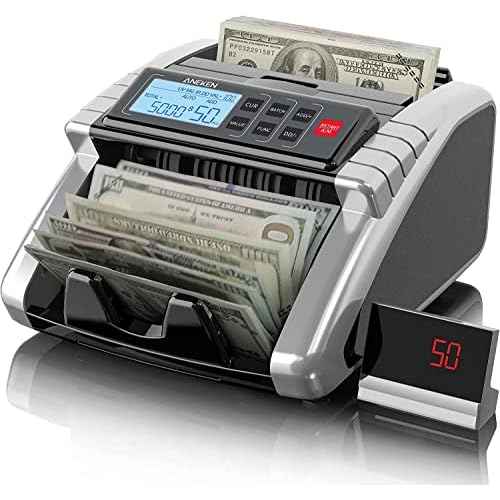 Aneken Money Counter Machine with Value Count, Dollar, Euro UV/MG/IR/DD/DBL/HLF/CHN Counterfeit Bill Detectors£¬Add and Batch Modes, Cash Counter with LCD Display