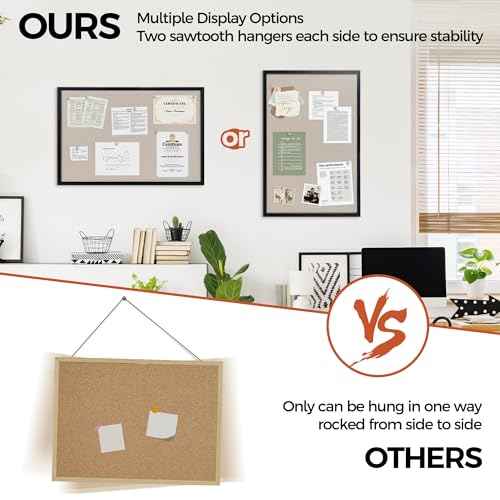 Fun Memories Cork Board Bulletin Board for Office, 20" x 30" Oak Wooden Framed Corkboard, Wall Mounted Notice Pin Board for School Home & Office, Black