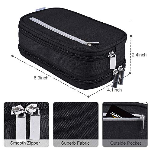 YONZONE Black Large Capacity Multi-Functional Pencil & Makeup Case with 3 Compartments