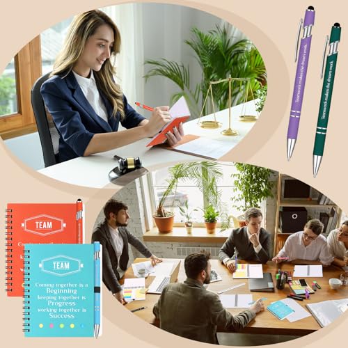 Fulmoon 36 Sets Employee Appreciation Gifts Bulk Inspirational Spiral Notebook with Bamboo Ballpoint Pens Motivational Pocket Journals Notepads 2 in1 Pen for Nurse Teacher Employees Coworker(Colorful)