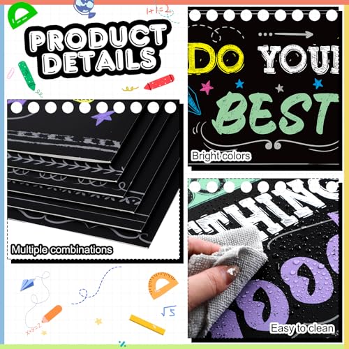 Honoson 24 Pcs Bulk Inspirational Privacy Folders for Students Cardboard Test Privacy Boards Motivational Words Desk Dividers Shield for Classroom School Study Supplies, 6 Styles(Blackboard)