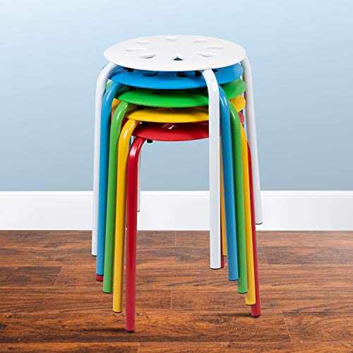 Emma + Oliver 5-Pack Plastic Nesting Stack Stools, 17.5in Seat