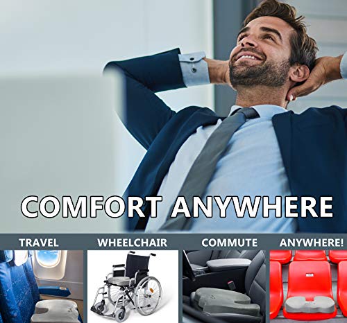 ComfiLife Gray Premium Comfort Seat Cushion - Non-Slip Memory Foam Tailbone Support