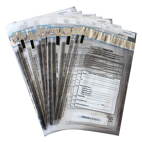 9x12 Inch 100 Pack Clear FREEZFraud Tamper-Evident Deposit Bags with Self-Sealing, Tracking