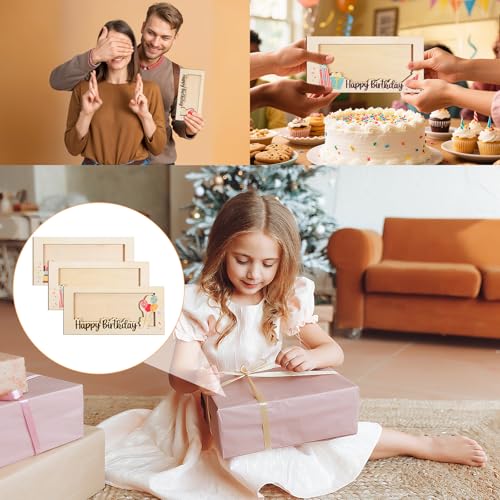 Wooden Birthday Money Box 3-Pack – Colorful Card Gift Holders for Party