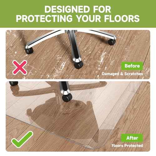 SOONAN Chair Mat for Hardwood Floor, 48" x 36" Clear Office Floor Mat, 0.08" Thickness Heavy Duty Computer&Desk Chair Mat,Floors Protector Chair Mats for Home & Office
