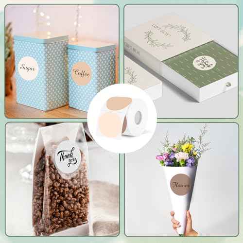 2 Inch Beige Gradient Round Thermal Label Printer Stickers, Self-Adhesive Direct Labels for DIY Logo Design, Name Tag (500 Labels/1 Roll)