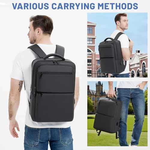 Waterproof Laptop Backpack for Men & Women, Flight Approved Anti-Theft Daypack with 16-inch Laptop Sleeve (black)