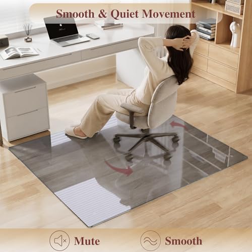 Tempered Glass Chair Mat for Carpet 46"x55" Grey – MYSUNORIA Premium 0.2in Thick