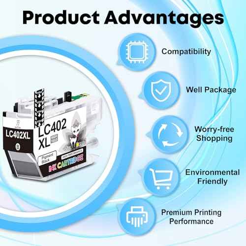 Miss Deer LC402XL High Yield Ink Cartridges(New Chips) for Brother Printer Replacement for Brother LC402XL LC402,Work for Brother MFC-J5340DW MFC-J6540DW MFC-J6940DW Printer,4 Pack