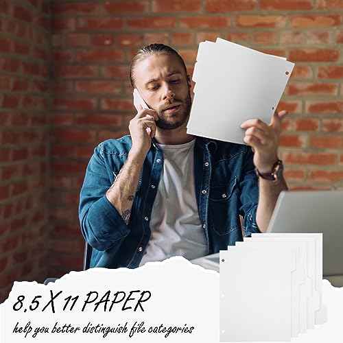 Harloon 250 Dividers Blank Writing on Binder Dividers 3 Hole Punch Dividers 1/5 Cut Tabs Heavyweight Letter Size Ring Binder Dividers 50 Sets for Project Class Presentation (White)