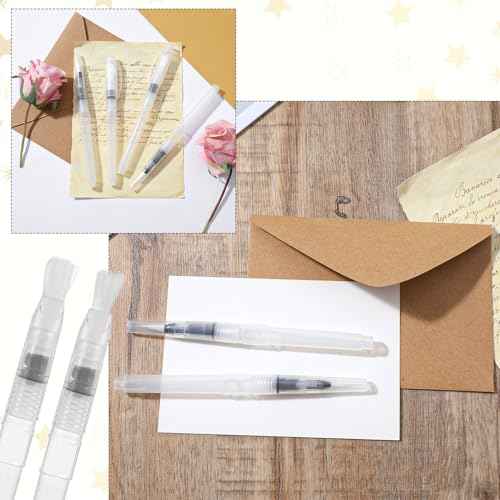 Xindojuz 6 PCS Pencil Style Envelope Sealer Moistener, Stamp Moisteners with Nylon Brush Head, Envelope Licker Tool Mailing Moistener Wetter Roller for Office Classroom (Clear)