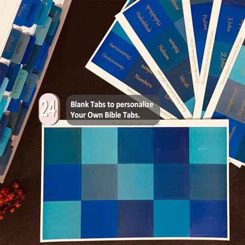 Bible Tabs, Large Print Laminated Bible Tabs for Women and Men, Easy to Read Bible Book Tabs for Study Bible, Index Tabs for Old and New Testament, Bible Labels Tabs for Christian Gift, Blue