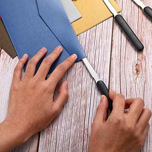 Zonon Office Letter Opener 3 Pcs Stainless Steel Knife Edge Blade Envelope Openers Lightweight Hand Letter Knives Mail Slitter Humanized Grip Handle Staple Removal Tool for Office