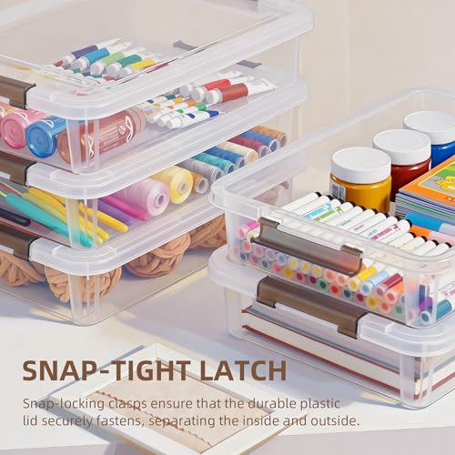 Citylife 3-Piece 5.3 Qt Stackable Plastic Storage Bins with Lids, Paper Organizer