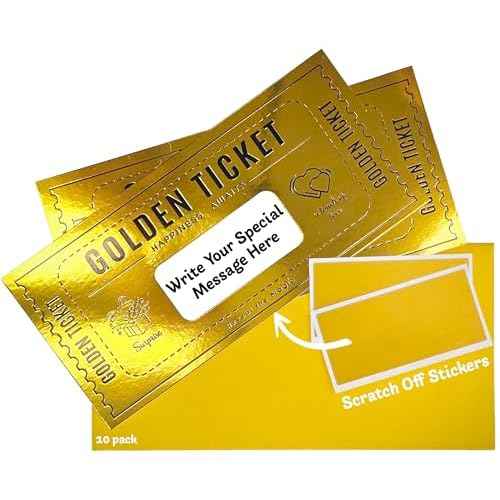 Deluxe Golden Ticket Surprise Scratch Off Card | Vacation Present Reveal Cards | Fathers Day | Gifts for Men | Gifts for Women | Surprise Cruise Tickets | Gift Reveal (10 Pack)