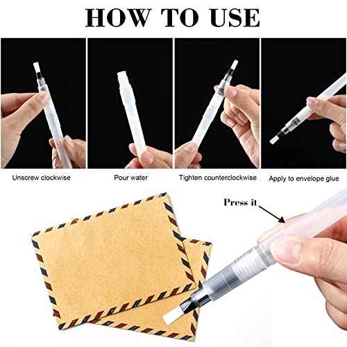 Breling 4 Pieces Pencil Style Envelope Moistener, Stamp Moistener with Nylon Brush Head Mailing Letter Sealer Envelope Licker for Office Classroom, Clear