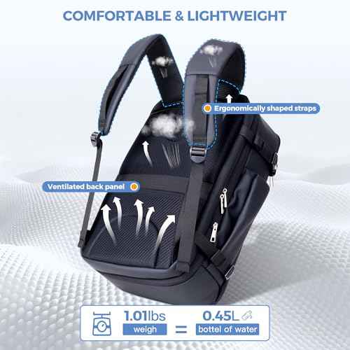 SHOWKOO Travel Backpack For Man Women, Airline Approved Carry On Laptop Backpack For Business, 40L Expandable Large Capacity Backpack, Black