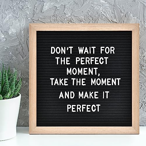 Veskaoty Felt Letter Board 12x12 Inch Black Sign with 460 Letters & Punctuation