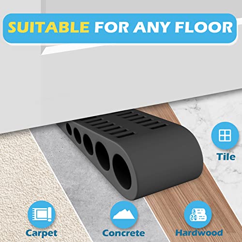 HELEMAN 4 Pack Door Stop Rubber Wedge – Black, 5.0" L x 1.5" W x 1.2" H, Fits 0.1"–1.3" Gaps