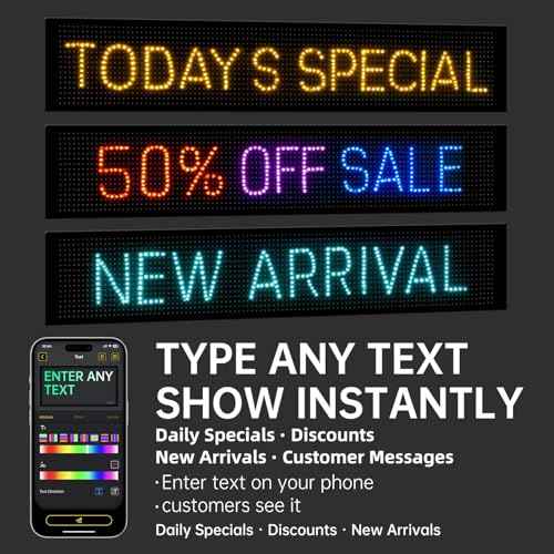 15"x4" Programmable LED Sign for Storefronts, Bluetooth APP Control, Stick-On, USB Powered, IP65 Waterproof Advertising Display