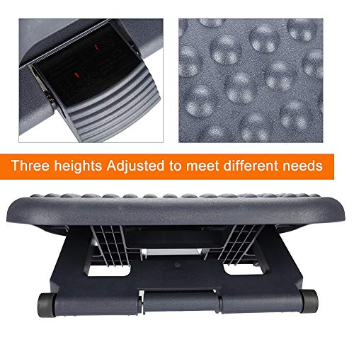 Desk Foot Rest, Tilt Adjustable Height Footrest New Pebbles Massage Portable Comfortable Foot Rest for Home Office Under Desk