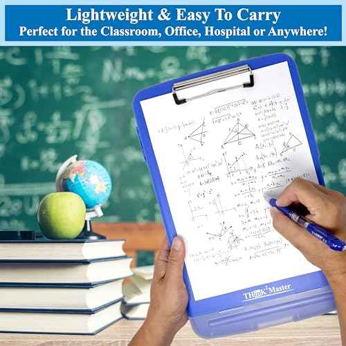 Think2Master [3 Pack] Blue Plastic Storage Clipboard with Pencil Holder. | 25% Heavier & 25% Sturdier| Heavy Duty. Nursing, Teacher & Classroom Must Have.
