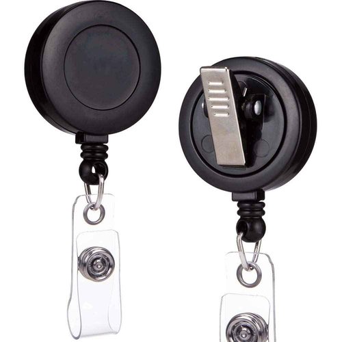 QREEL - 100 Pack - Retractable ID Name Badge Holder Reels with Swivel Alligator Clip (Black, 100 Pack)