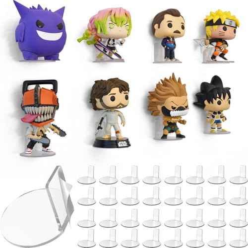 Modern JP Adhesive Display Shelf for Funko Pop Figures (32-Pack) ? Pop Shelf Wall Display ? Action Figure Stand ? Easy Adhesive Install ? Clear
