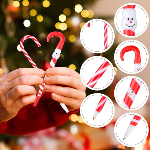 Qilery 200 Pcs Christmas Pens Christmas Candy Cane Pen Bulk with Black Ink Snowman Umbrella Pens Red Candy Cane Ballpoint Pen for Gifts Party Decorations (Red and White Stripes)