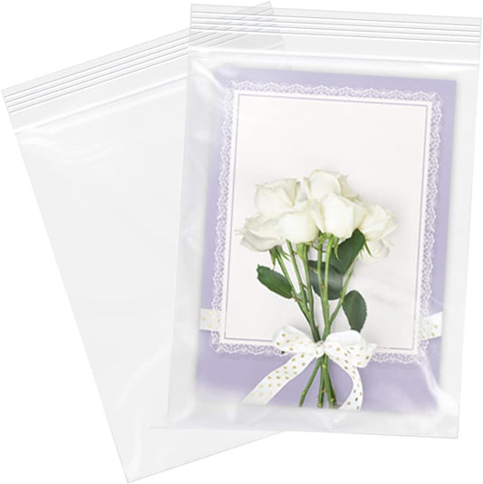 WEPOLY Clear Plastic Reclosable Zip Bags - 6" x 9" (500 Count) | 2 Mil Zipper Bags for Cards, Bakery & More