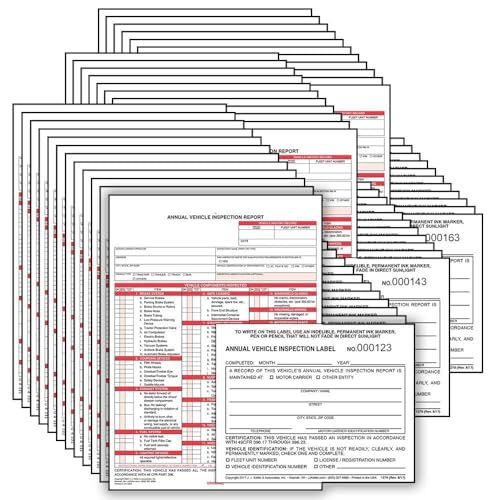 J. J. Keller Annual Vehicle Inspection Report & 50-Pack Labels, 8.5 x 11.75"