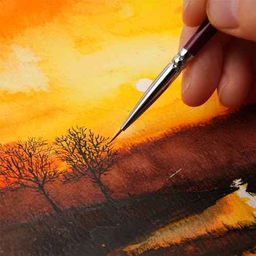Kolinsky Sable Miniature Paint Brushes, Professional Fine Detail Paint Brushes, Golden Maple Round Point Paint Brush for Miniatures, Watercolor Details, Figures & Acrylic - Size 00, 0, 1