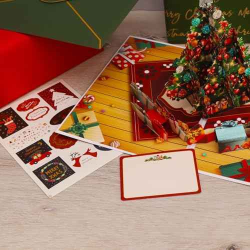 Ribbli Christmas Cards Light and Musical Christmas Tree Pop Up Card, with Envelope
