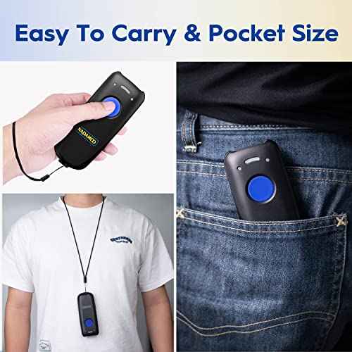 NADAMOO Wireless Barcode Scanner Compatible with Bluetooth Function, 2.4G Wireless & Wired 3-in-1 Bar Code Scanner Portable USB CCD Reader, Work with iPhone iPad Android Windows Mac OS-Dark Blue