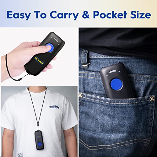 NADAMOO 1D Dark Blue Wireless Barcode Scanner with Bluetooth & 2.4G USB, Portable CCD Reader for iPhone iPad Android Windows Mac