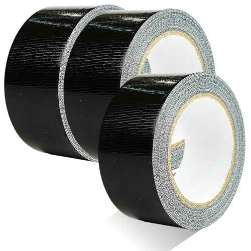 3-Pack Duct Tape Heavy Duty Black Waterproof, 66 Yards x 1.88 Inch Total Strong Adhesive Duct Tape No Residue Bulk for Home Use, DIY, Projects, Outdoor Repairs Tear by Hand