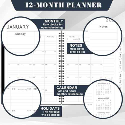 2026 Planner - 8¡± ¡¿ 10¡±, Planner Weekly and Monthly 2026, from JAN to DEC 2026, Premium Paper, Twin-wire Binding, Check Box, Coated Monthly Tabs, for Productive Life