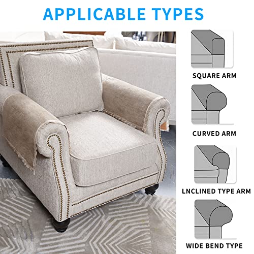 MINJIATEX Tea Mouse Armrest Covers Set of 2 - Non-Slip Lace Sofa Arm Protectors