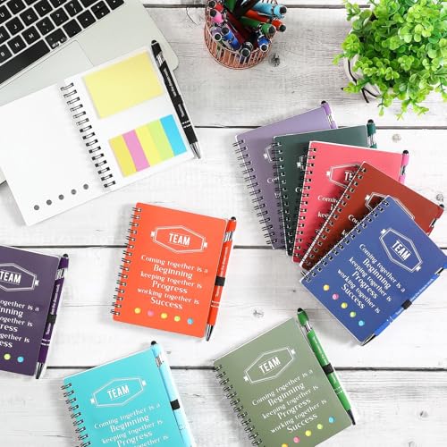 Fulmoon 36 Sets Employee Appreciation Gifts Bulk Inspirational Spiral Notebook with Bamboo Ballpoint Pens Motivational Pocket Journals Notepads 2 in1 Pen for Nurse Teacher Employees Coworker(Colorful)