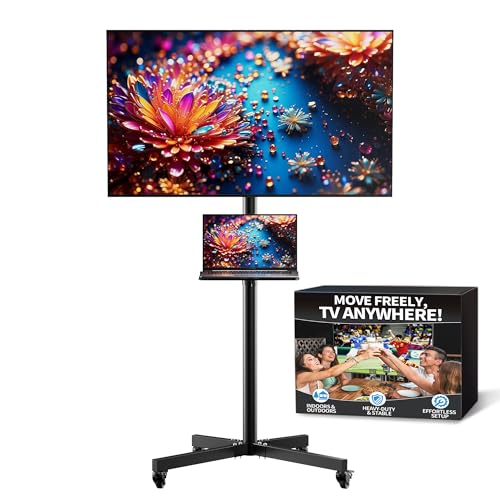 Rolling TV Stand for 14-55 inch TVs with Wheels, Height Tilt, 66 lb Max – TONOS