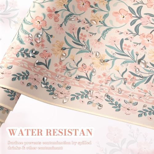 iCasso Pink Floral Desk Mat & Mouse Pad 35.4x15.7in - Office & Gaming Decor