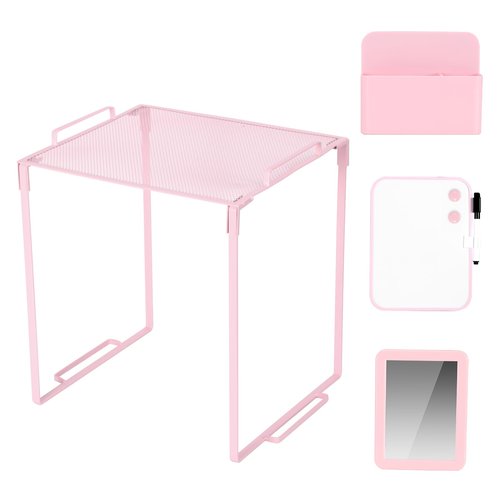 Chewlish Locker Organizer Accessories Decorating Kit, Metal Mesh Locker Shelf, Magnetic Pen Holder,Mirror,Whiteboard, Markers, Magnets,Suitable for School,Work,Office,Gym (1pack-Pink)