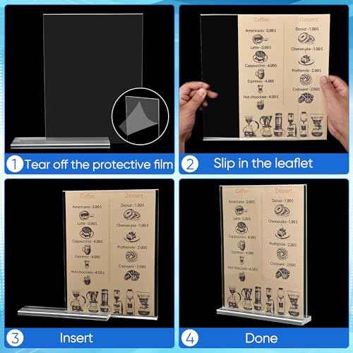 10 Pack Acrylic Sign Holder 8.5 x 11, Clear Double Side T Shape Acrylic Table Sign Stands for Display, Flyer Holder Paper Card Holder for Office Business Store Malls Restaurants