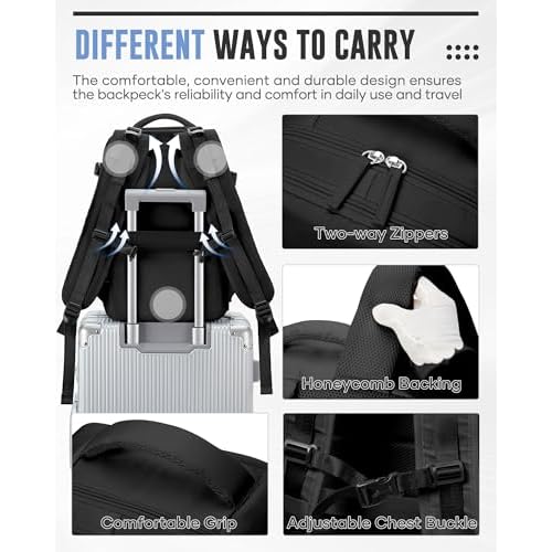 Vacuum Backpack Travel,Travel Backpack with Vacuum System,18x14x8 Personal Item Size Carry on Travel Vacuum Bags with Pump, Mochila compresion al vacio,Laptop Backpacks,Black